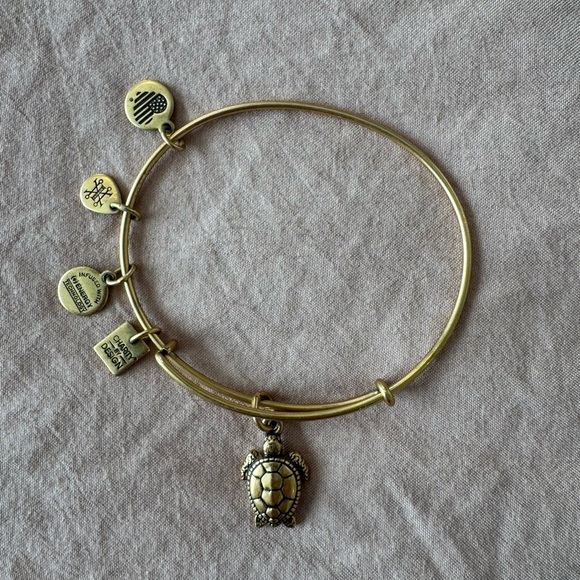 Gold Turtle Charm Bangle Bracelet - Picture 2 of 3